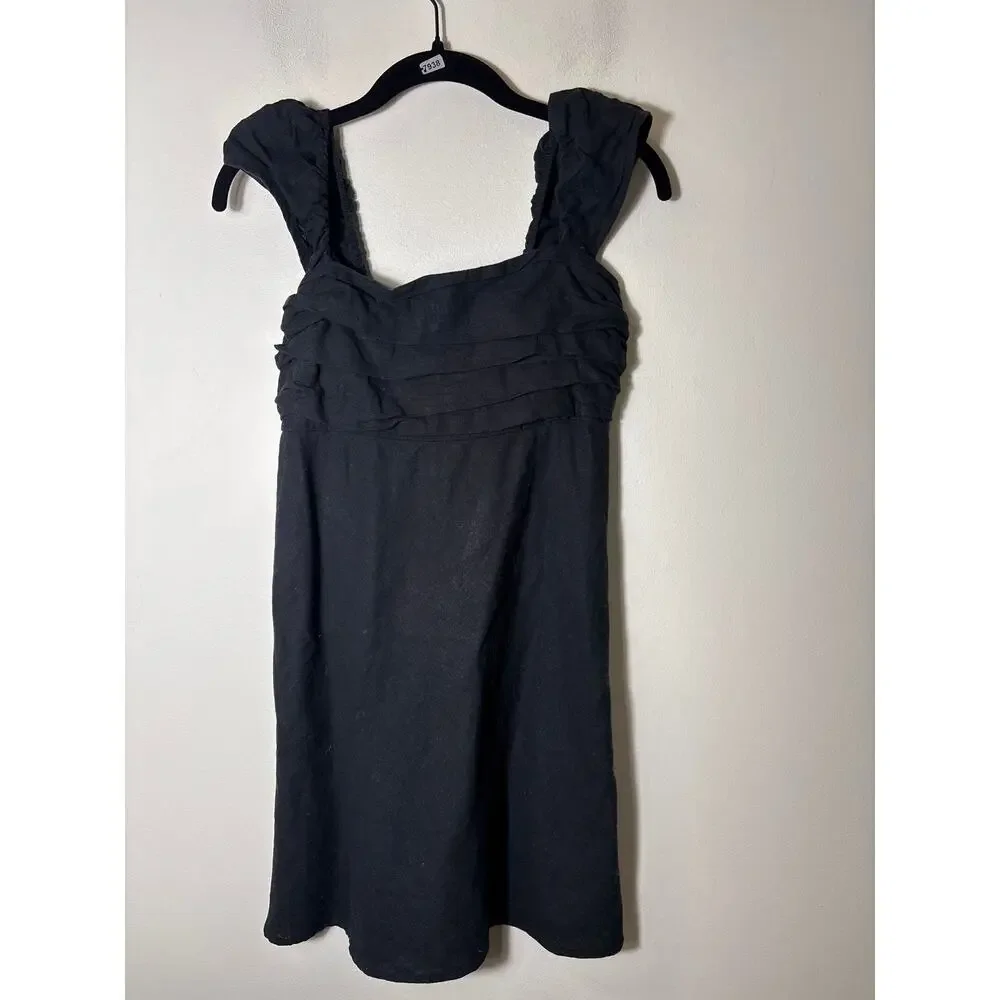 Abercrombie & Fitch Black Linen Blend Knee Length Dress Sz M